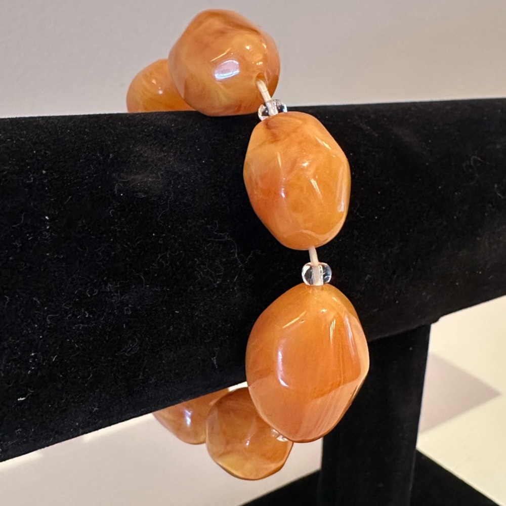 Chunky Amber Bead Elastic Bracelet